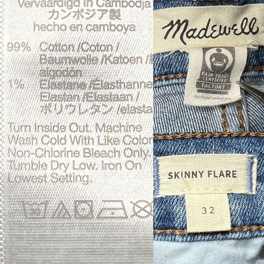 Madewell 11" High Rise Skinny Flare Jeans Fairson Wash size 32 - Picture 14 of 16
